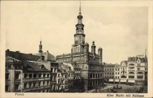 Ak Poznań Posen, Alter Markt, Rathaus