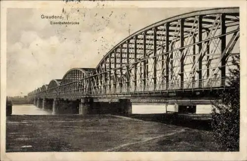 Ak Grudziądz Graudenz Westpreußen, Eisenbahnbrücke