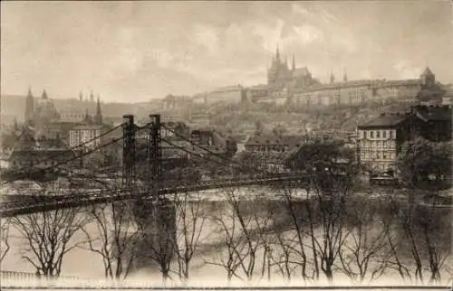 Ak Praha Prag Tschechien, Teilansicht der Stadt, Brücke