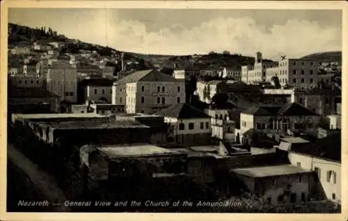 Ak Nazaret Nazareth Israel, Gesamtansicht mit Verkündigungskirche