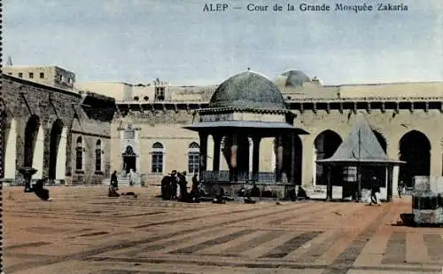 Ak Aleppo Syrian, Innenhof der Großen Moschee Zakaria