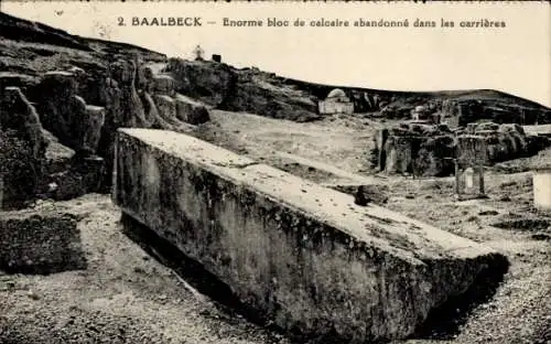 Ak Baalbek Libanon, Riesiger Kalksteinblock, der in den Steinbrüchen zurückgelassen wurde