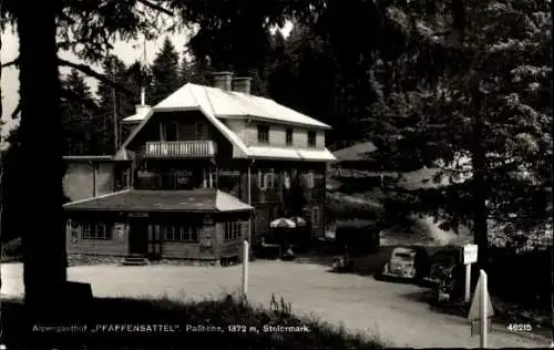 Ak Steinhaus am Semmering Steiermark, Alpengasthof Pfaffensattel, Paßhöhe