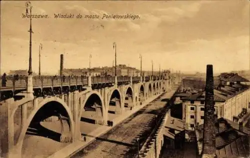 Ak Warschau Polen, Viadukt, Poniatowski Brücke