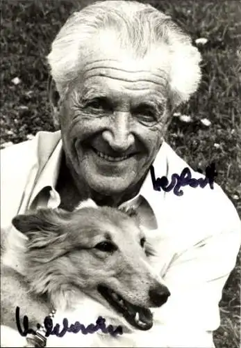 Ak Schauspieler Carl Heinz Schroth, Portrait, Autogramm, mit Windhund