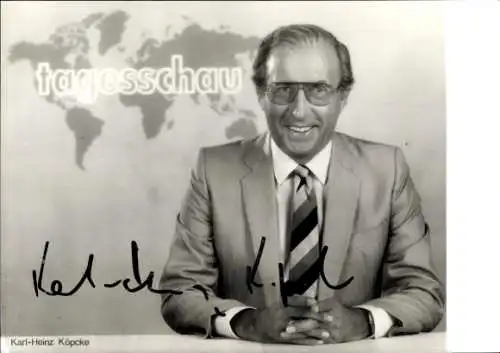 AK Moderator Karl-Heinz Köpcke, Tagesschau, Portrait, Autogramm