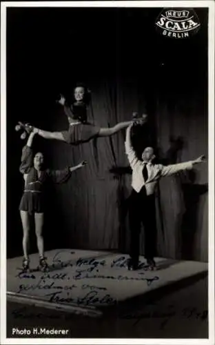 Ak Schauspieler Trio Splendid, Rollschuhe, Portrait, Autogramm