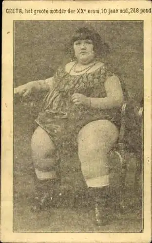 Ak Dicke Frau, Greta, 10 Jahre, 248 Pfund