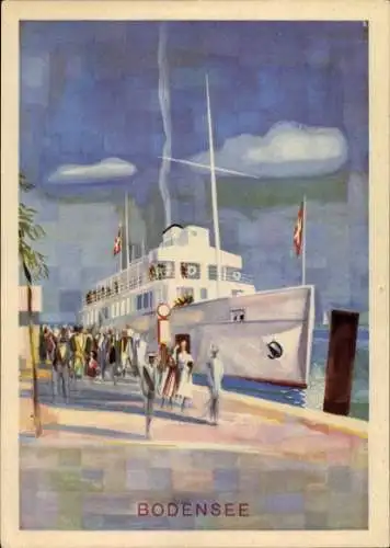 Künstler Ak  Salondampfer, Bodensee