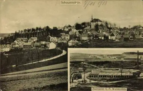 Ak Schauenstein im Frankenwald, Gesamtansicht, Zwirnerei C. A. Waldenfels