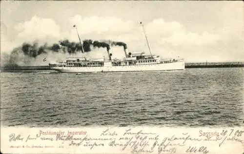 Ak Sassnitz auf der Insel Rügen, Postdampfer Imperator