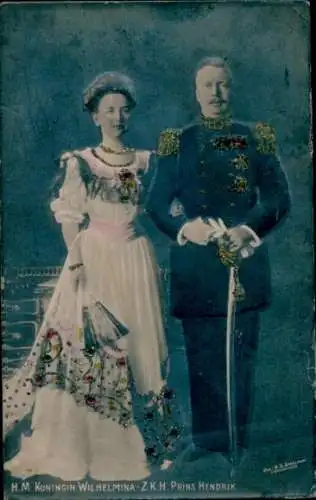 Ak Königin Wilhelmina der Niederlande, Prinz Hendrik, Uniform