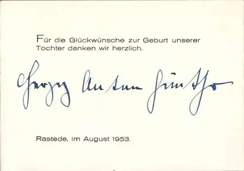 Ak Rastede, August 1953, Günther von Oldenburg, Autogramm