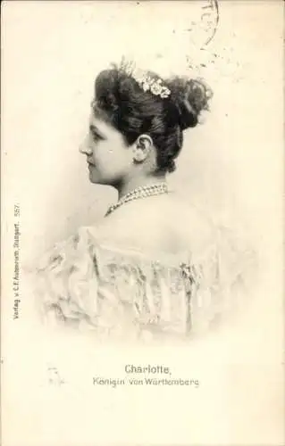 Ak Charlotte Königin von Württemberg, Portrait, Rückenansicht