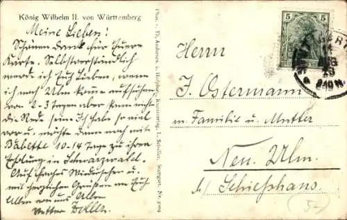 Ak König Wilhelm II. von Württemberg, Uniform