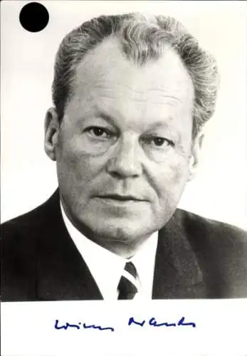 Ak Politiker Willy Brandt, Bundeskanzler, Portrait, Autogramm