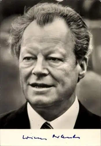 Ak Willy Brandt, Vorsitzender der SPD, Bundeskanzler, Porträt, Autogramm