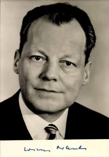 Ak Politiker Willy Brandt, Bundeskanzler, Portrait, Autogramm