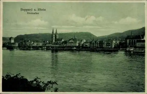 Ak Boppard am Rhein, Rheinallee, Kirche