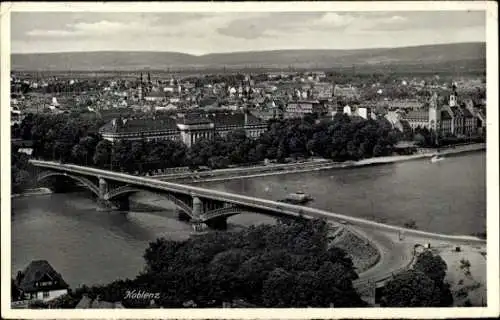 Ak Koblenz am Rhein, Totalansicht, Brücke