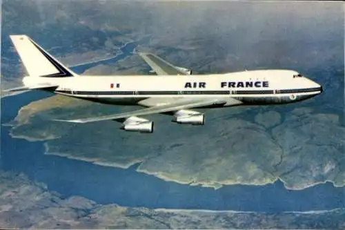 Ak Französisches Passagierflugzeug der Air France, Boeing 747