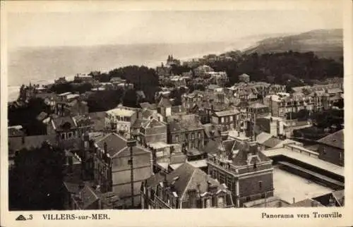 Ak Villers sur Mer Calvados, Panorama vers Trouville