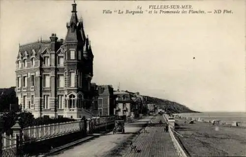 Ak Villers sur Mer Calvados, Villa La Burgonde, Promenade des Planches