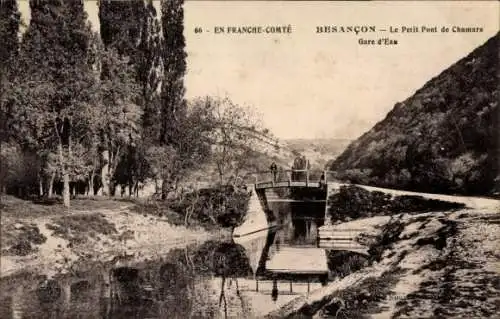 Ak Besançon Doubs, Le Petit Pont de Chamars, Gare d'Eau