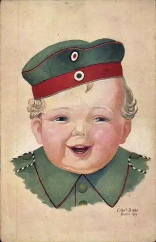 Künstler Ak Diehl, C., Baby in Uniform, Deutscher Soldat