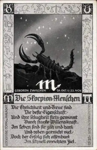 Ak Sternzeichen Skorpion, Scorpio, 24. Oktober bis 22. November