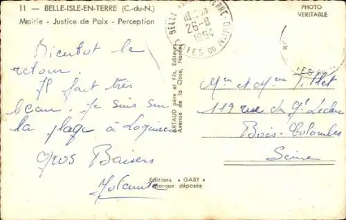 Ak Belle Isle en Terre Côtes-d’Armor, Mairie, Justice de Paix, Perception