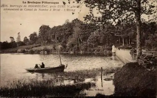 Ak Barrage de Bosmeleac Côtes-d’Armor, alimentant le Canal de Nantes, l'etang