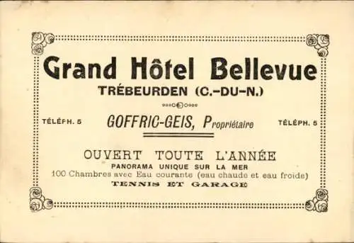 Ak Trébeurden Cotes d'Armor, Grand Hotel Bellervue, Annexes, Meer