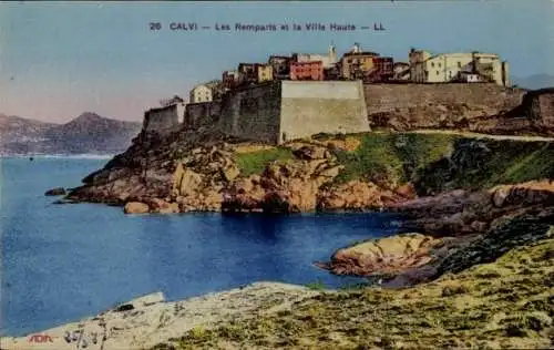 Ak Calvi Plage Haute Corse, les Remparts, Ville Haute