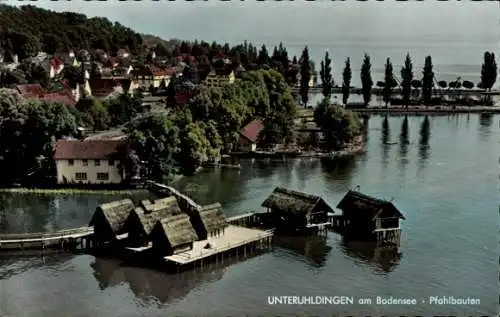 Ak Unteruhldingen Uhldingen Mühlhofen am Bodensee, Pfahlbauten