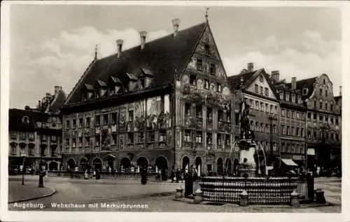 Ak Augsburg in Schwaben, Weberhaus, Merkurbrunnen