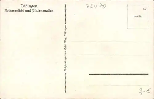 Künstler Ak Durst, J., Tübingen Baden Württemberg, Neckaransicht, Platanenallee