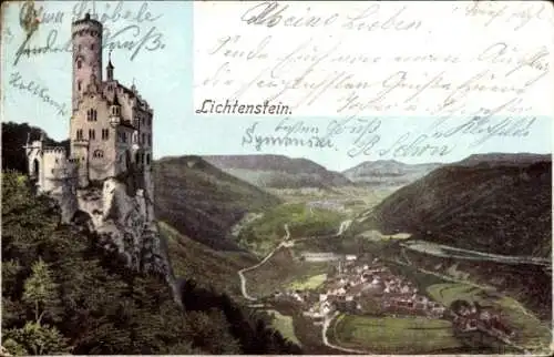 Ak Honau Lichtenstein in Württemberg, Schloss Lichtenstein, Panorama