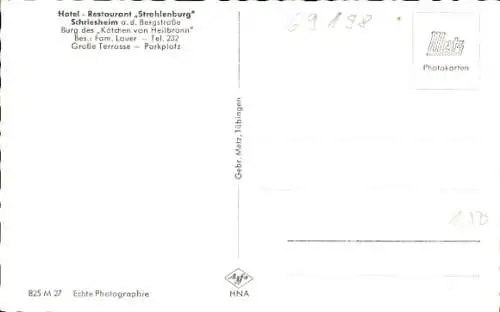 Ak Schriesheim in Baden Württemberg, Burggaststätte Strahlenburg, Ruine