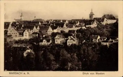 Ak Marbach am Neckar, Blick von Westen