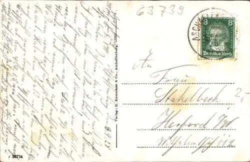 Ak Aschaffenburg in Unterfranken, Alter Hafen, Schloss