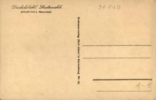 Ak Dinkelsbühl in Mittelfranken, Stadtmühle, gemalt von J. Marschall