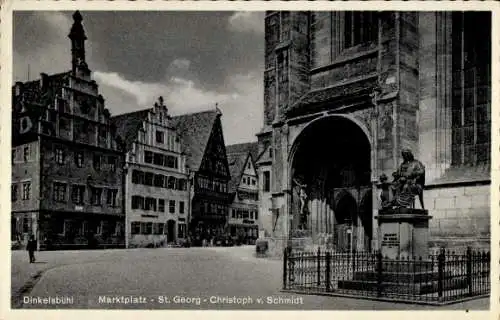 Ak Dinkelsbühl in Mittelfranken, Marktplatz, St. Georg, Christoph v. Schmidt, Portal