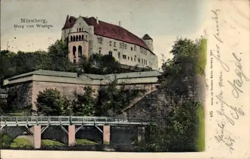 Ak Nürnberg in Mittelfranken, Burg von Westen