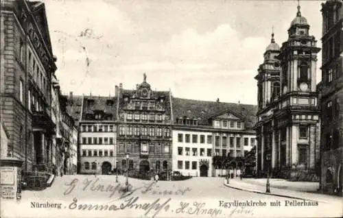 Ak Nürnberg in Mittelfranken, Egydienkirche, Pellerhaus