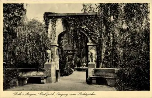 Ak Fürth in Mittelfranken Bayern, Stadtpark, Eingang zum Klostergarten