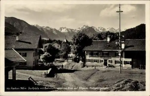 Ak Fischen im Allgäu Schwaben, Dorfplatz, Bahnhofsstraße, Allgäuer Hochgebirgskette