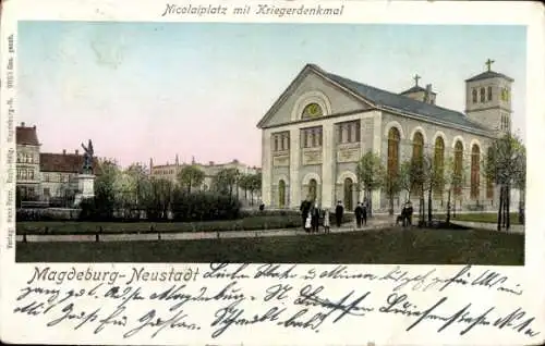 Ak Neustadt Magdeburg an der Elbe, Nikolaiplatz, Kriegerdenkmal