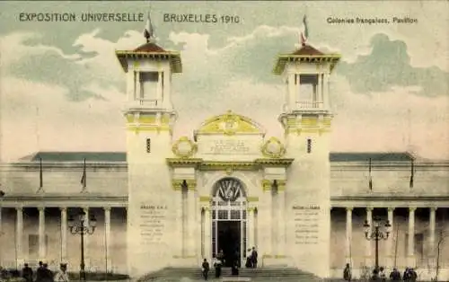 Ak Brüssel Brüssel, Weltausstellung 1910, Französische Kolonien, Pavillon