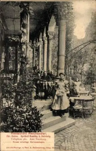 Ak Duisburg im Ruhrgebiet, Restaurant Reichsadler, Terrasse